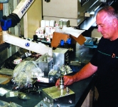 Workshop manager, Peter Cox, examining the finished product